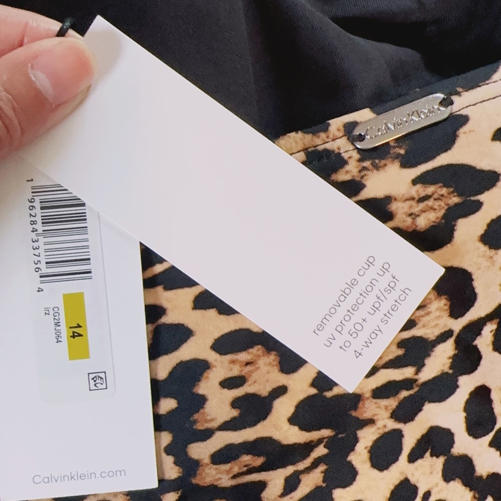 Calvin Klein animal print 1 piece swimsuit sexy design removable cup uv protecti - Picture 5 of 9